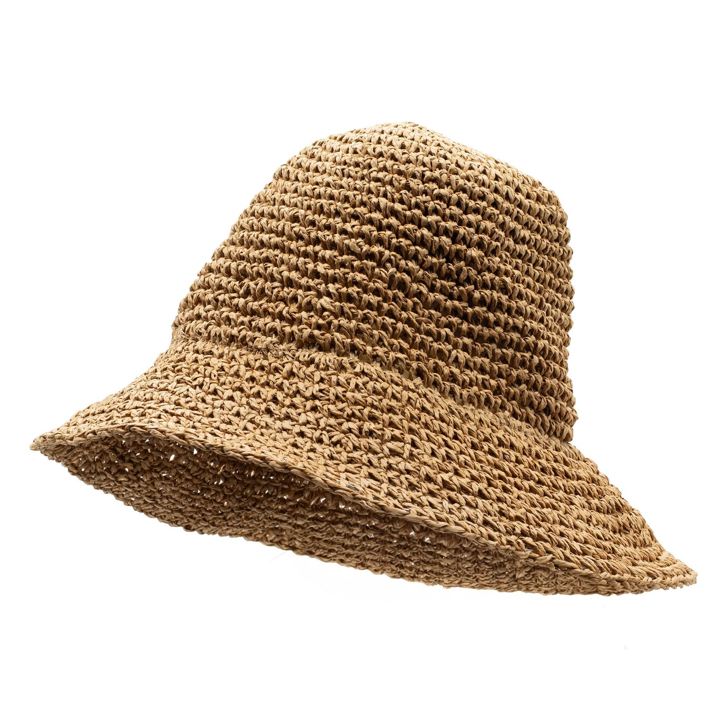 Chapeau de Soleil en Paille Nomad Sari à Bord Souple et Flexible - Café Naturel