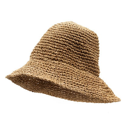Chapeau de Soleil en Paille Nomad Sari à Bord Souple et Flexible - Café Naturel