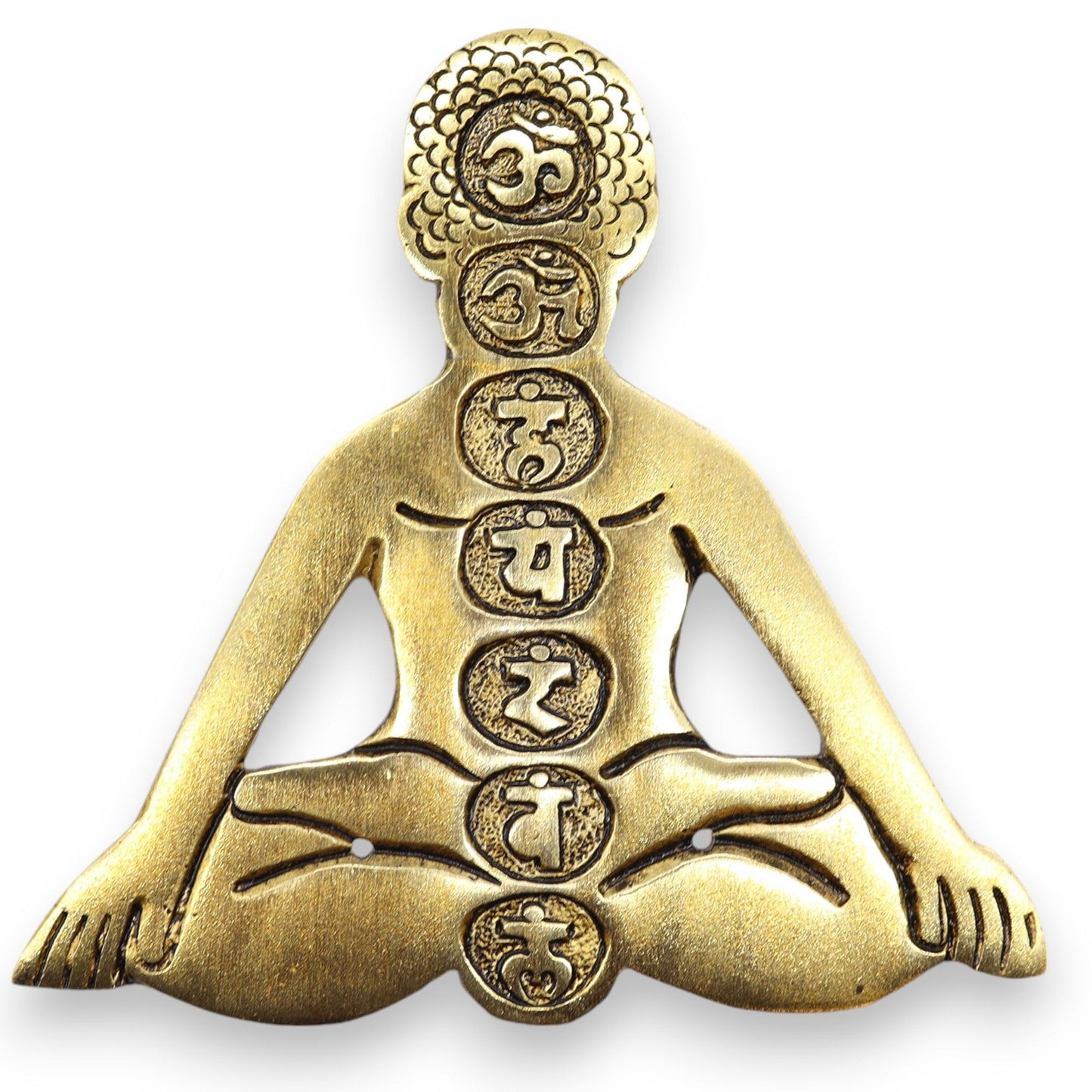Porte-encens Yoga Sept Chakras Aluminium Doré 12x12cm