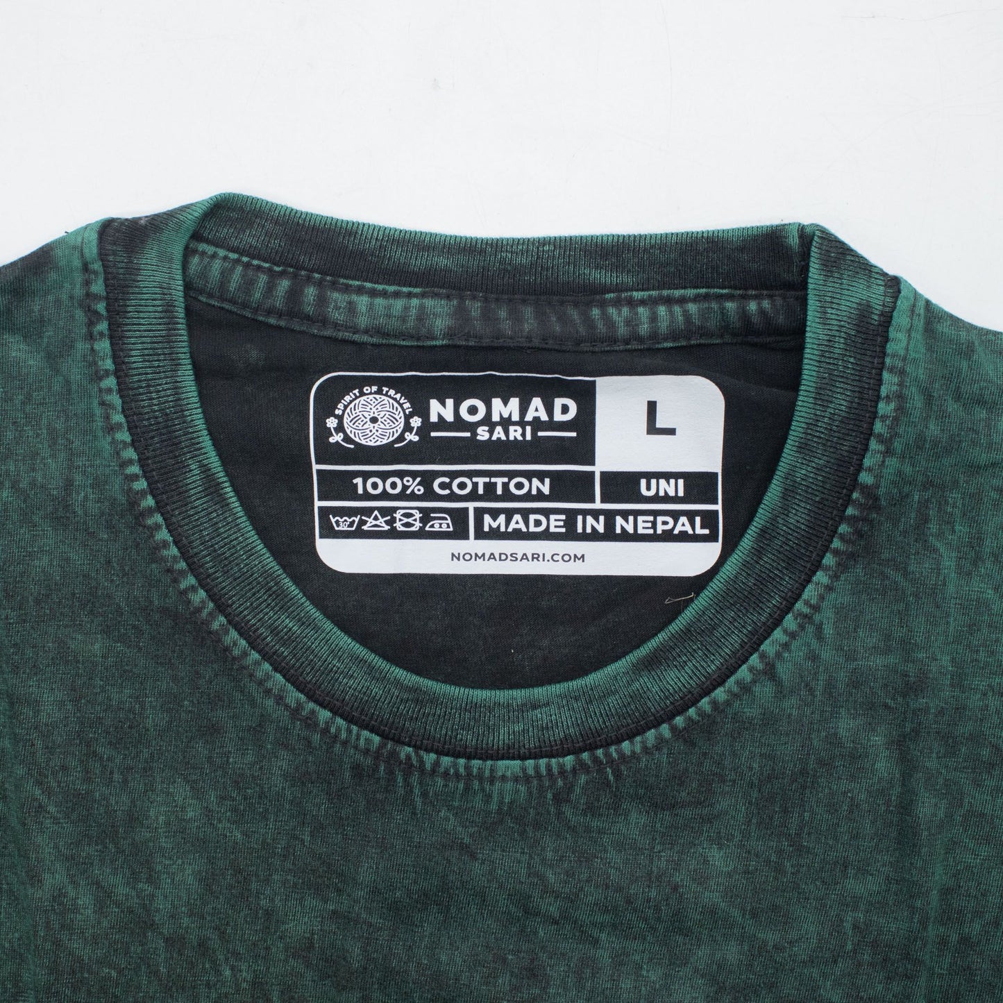 Nomad Sari Camiseta de algodón lavado a piedra - Árbol de la Vida - Verde - Grande