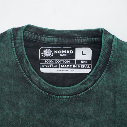 Nomad Sari Camiseta de algodón lavado a piedra - Árbol de la Vida - Verde - Grande