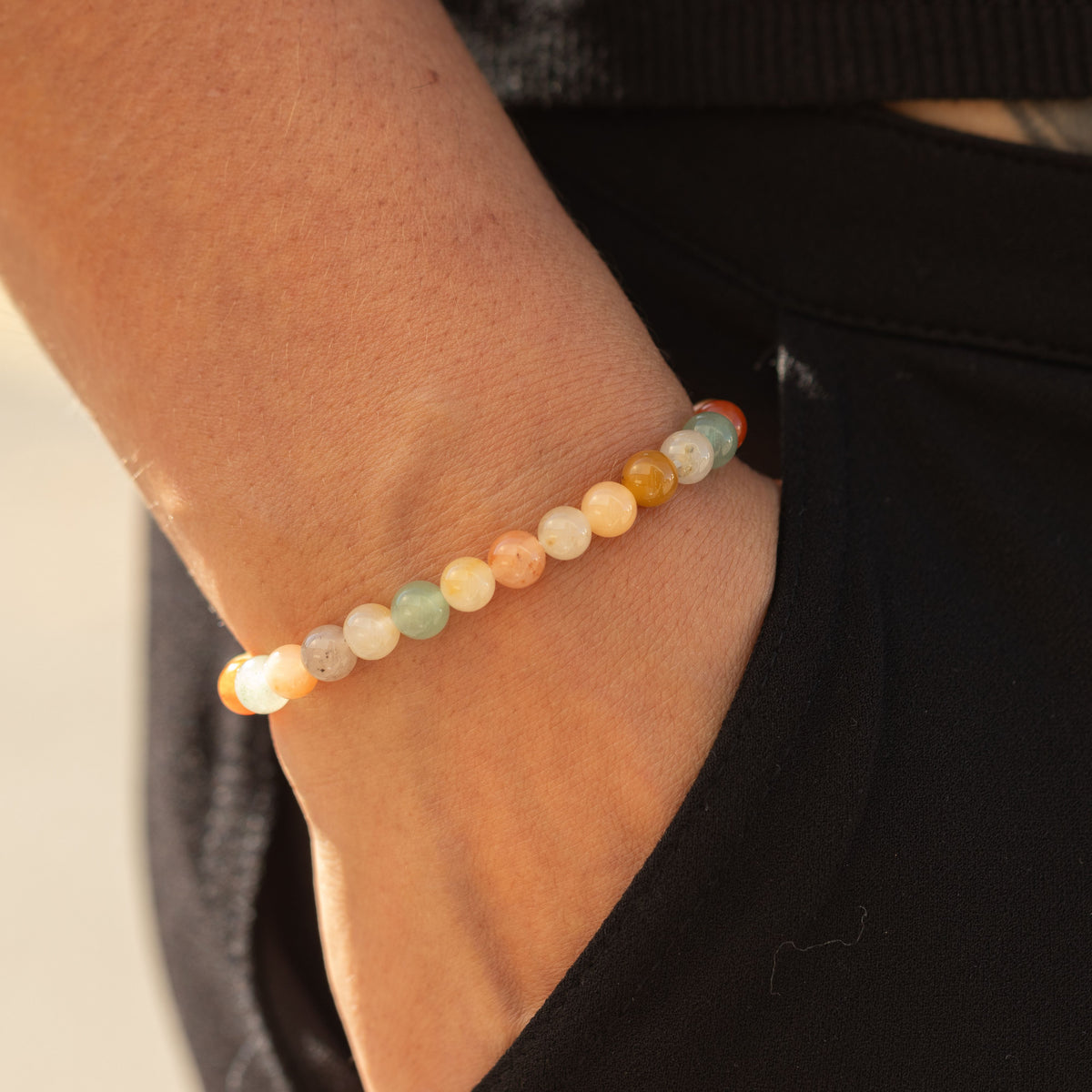Pulsera de Poder Pequeña (17cmx6mm) - Ágata arcoíris