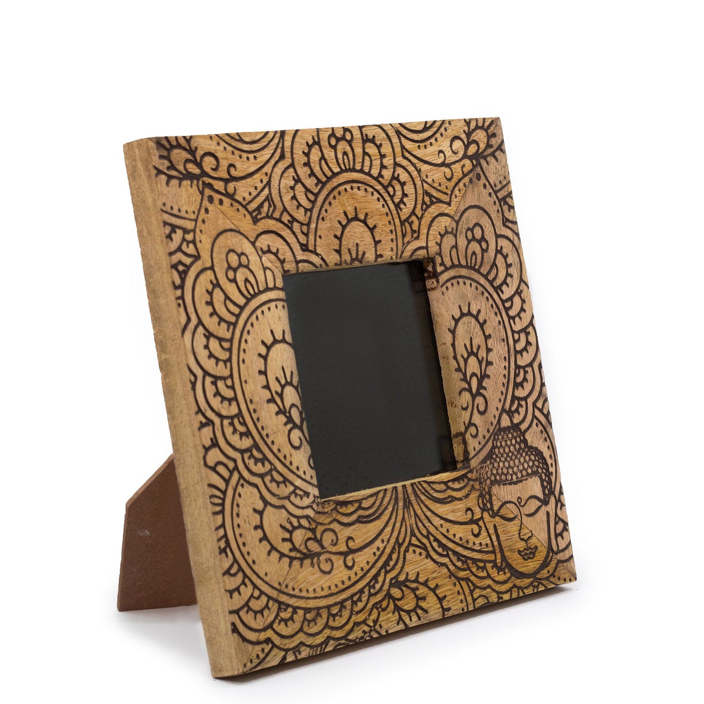 Pequeño Marco de Madera de Mango (para 10x10cm) 20x20x2cm - Buda Negro