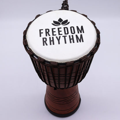 Grand tambour djembé Pro - Rythme de la liberté (haut) - 50 cm (22 cm de diamètre)