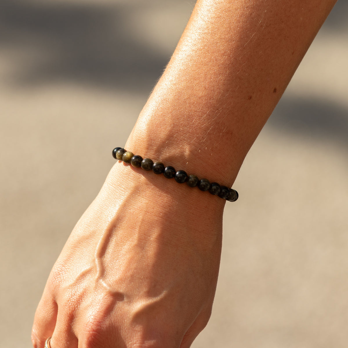 Pulsera de Poder Pequeña (17 cm x 6 mm) - Obsidiana Dorada