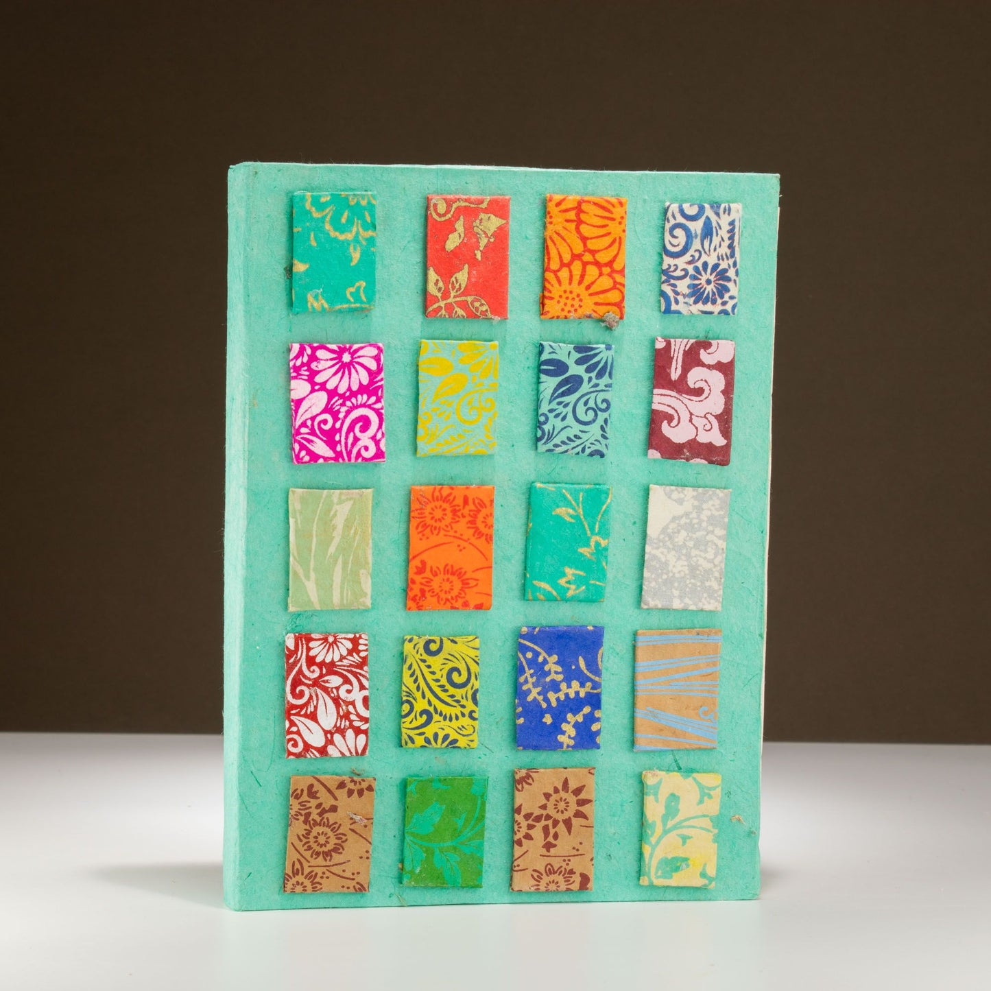 Carnet Lokta Mini Carreaux – Grand (21x15 cm) – 45 Feuilles – Comprend un Marque-page – Turquoise