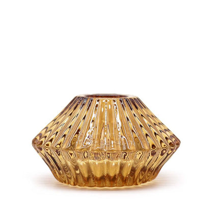 Portavelas reversible con diseño de flor para cena / vela de té - Ámbar