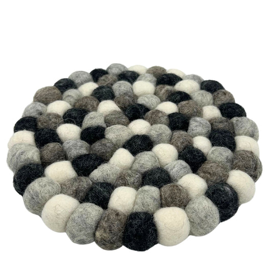 Rundes Filzkugel-Tischset - 20 cm, mehrfarbig grau