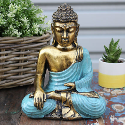 Verde Azulado y Dorado Buddha - Lrg