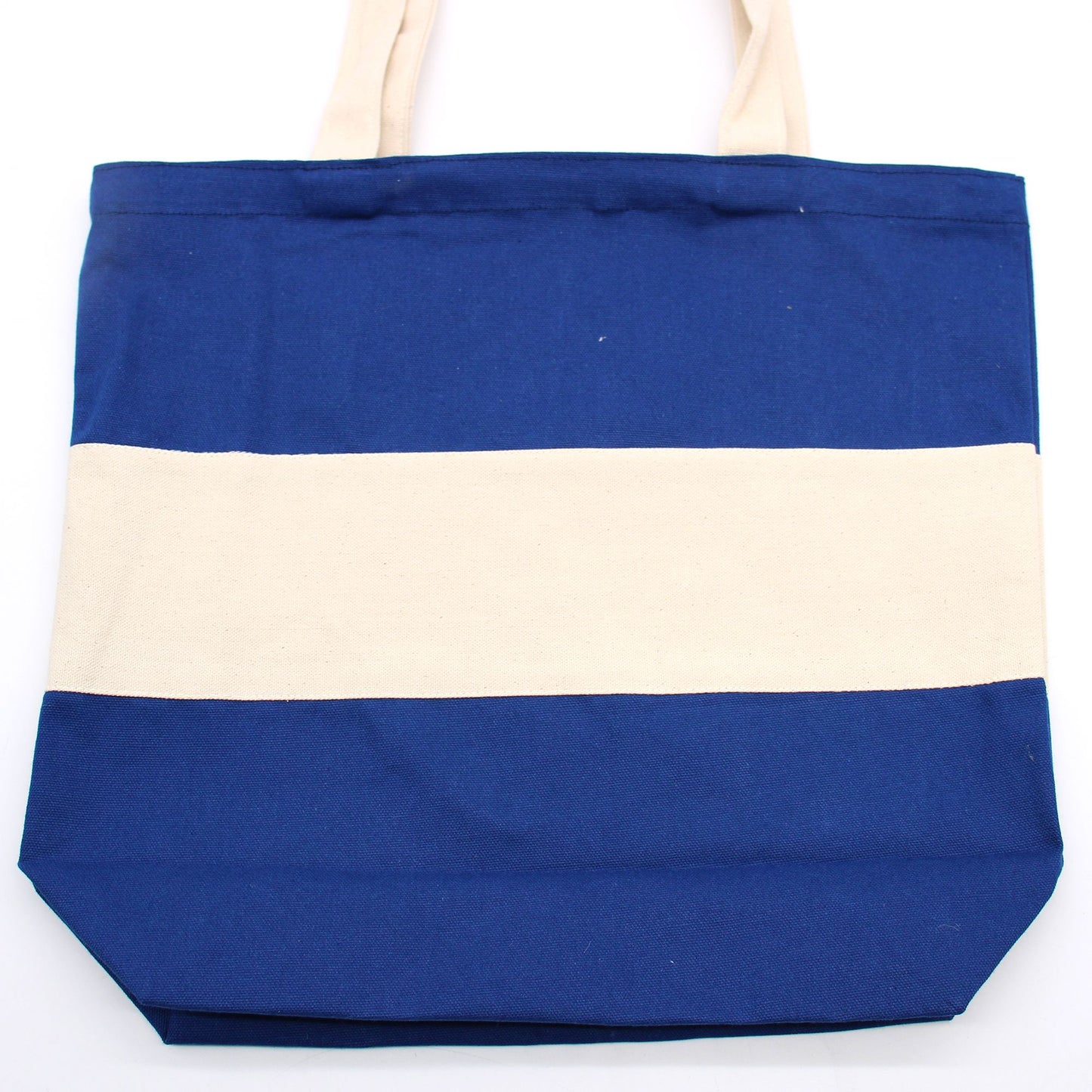 Sacs en coton bicolores - 38 x 42 x 12 cm - Naturel et bleu - 280 g
