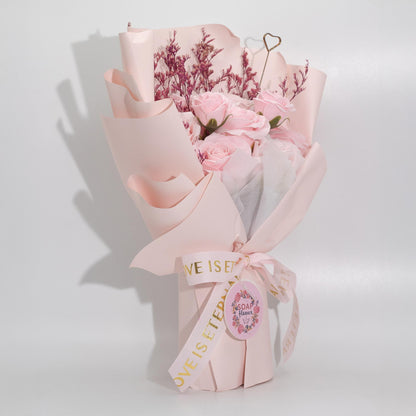 Ramo grande de rosas rosadas - El amor es eterno -  Tarjeta de regalo