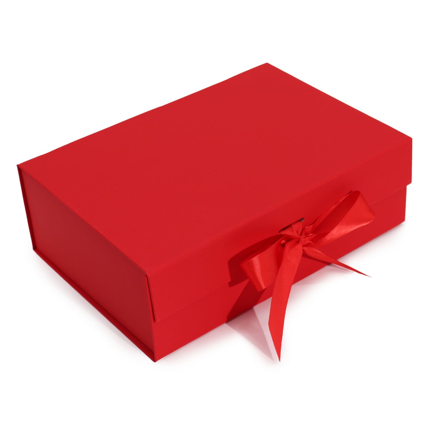 Coffret cadeau pliable avec nœud 28,2 x 20,2 x 9,2 cm - Rouge