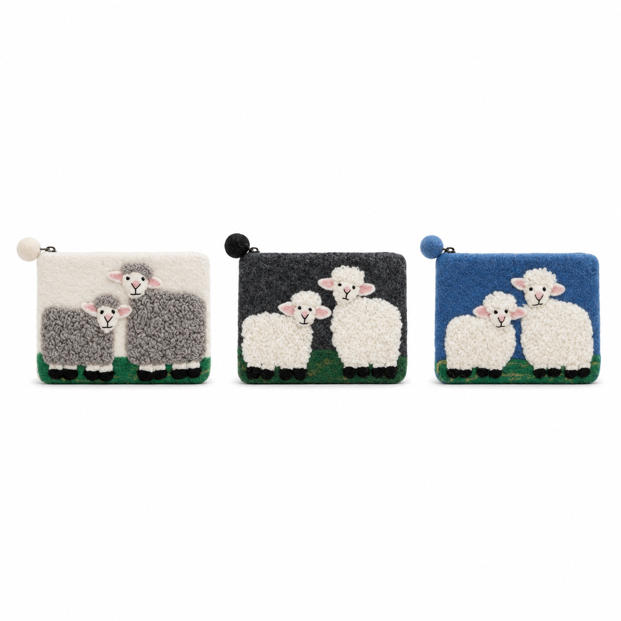 Bolsa de fieltro de oveja, estilo campo, con cremallera (3 surtidos)