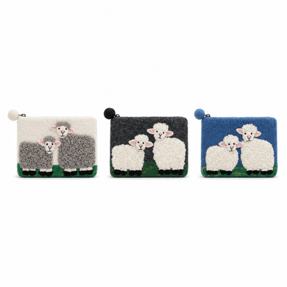 Bolsa de fieltro de oveja, estilo campo, con cremallera (3 surtidos)
