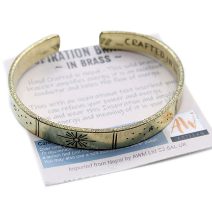 Inspirierendes Armband - Messing Sonnenaufgang, Galaxie, Sterne, Erde
