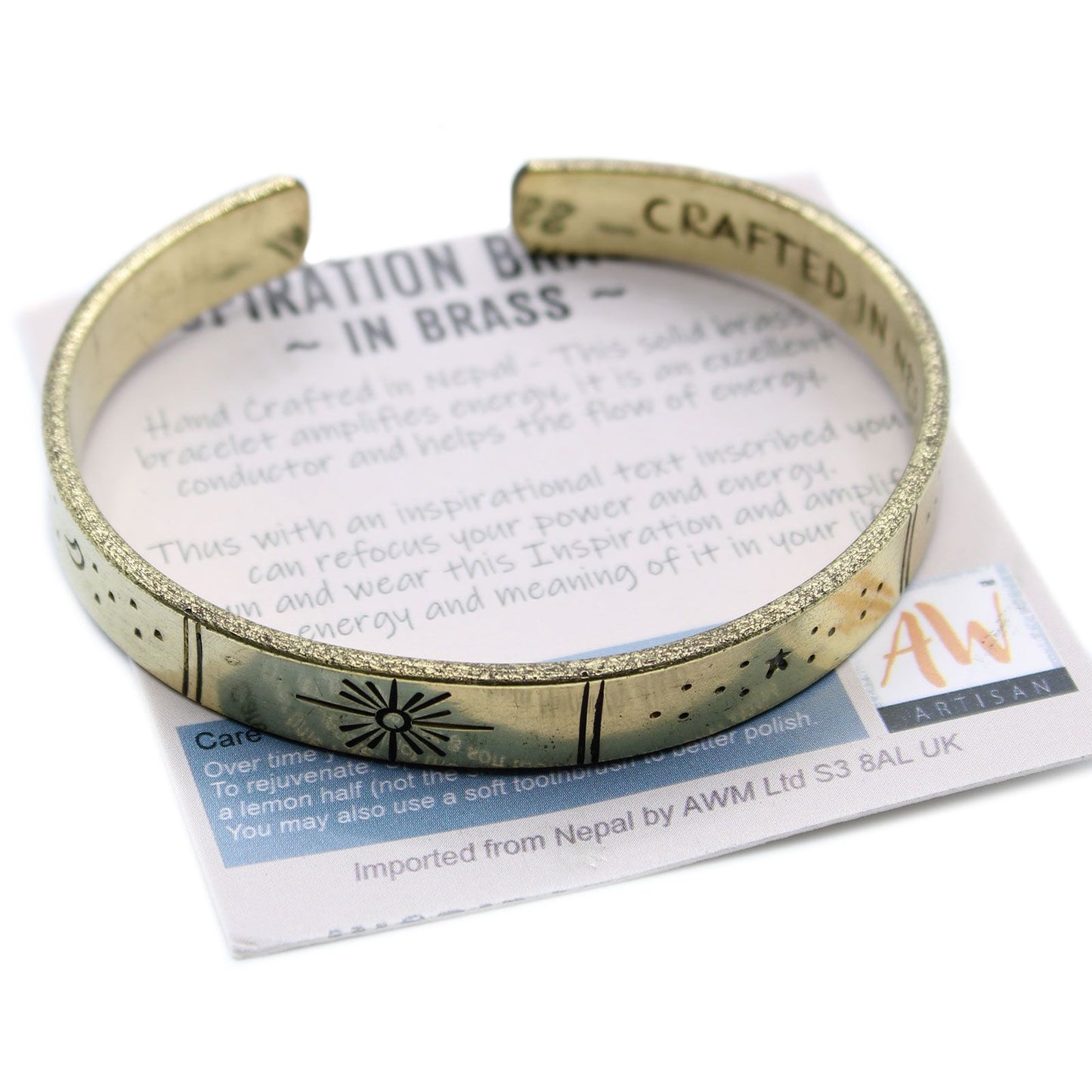 Inspirierendes Armband - Messing Sonnenaufgang, Galaxie, Sterne, Erde