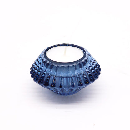 Portavelas reversible con diseño de flor para cena / vela de té - Azul