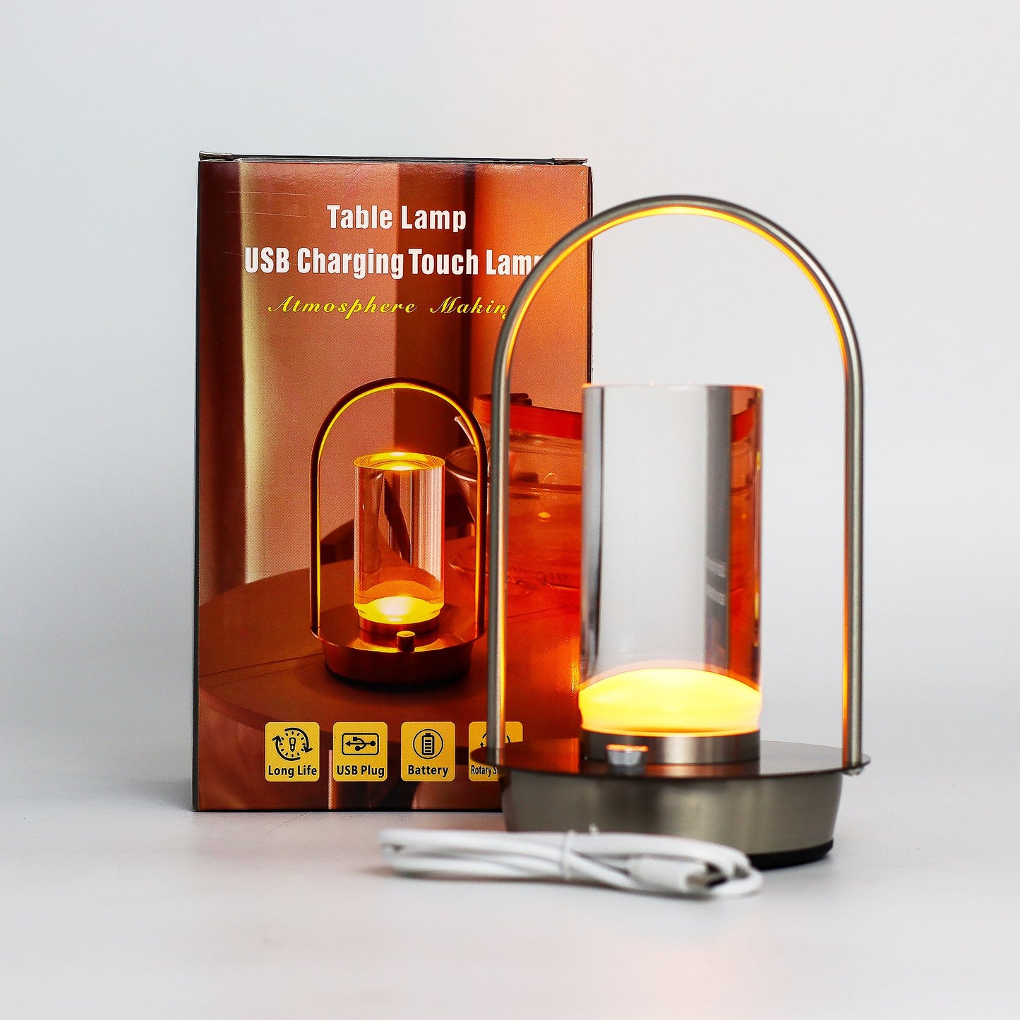 Touch-Lampe – Glas-Taschenlampe – USB (C) – wiederaufladbar (2000 Watt)