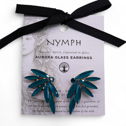 Verde azulado - Vidrio vintage - Hadas - Pendientes