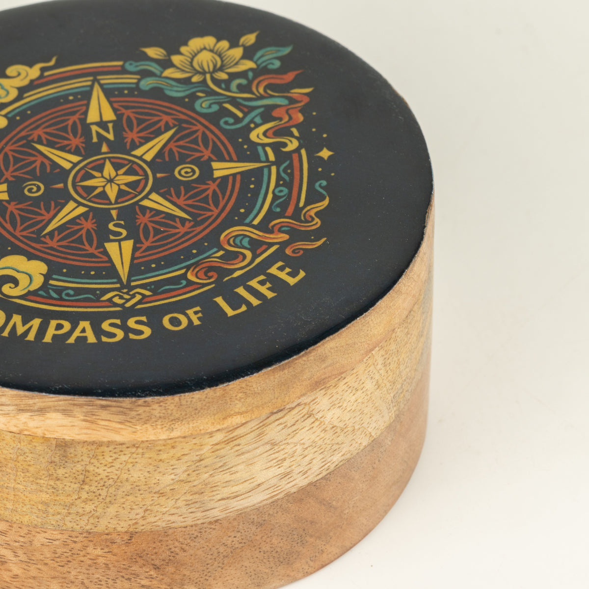 Caja esmaltada redonda - Brújula de la vida