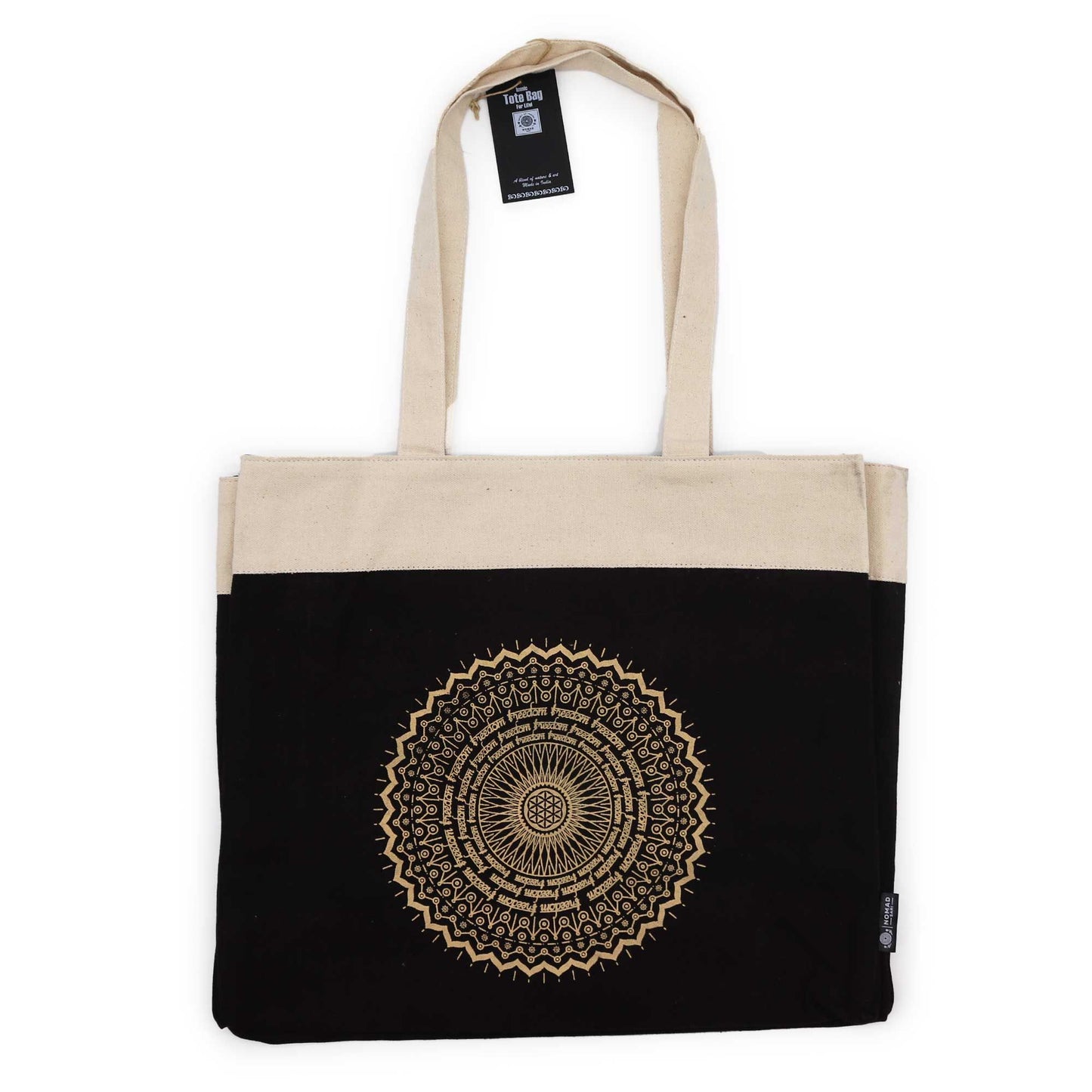 Bolsa de mano extragrande (38 x 15 x 43 cm), color chocolate 14 oz - Mandala Libertad
