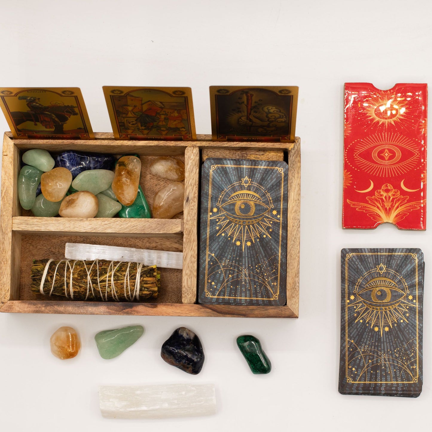 Dreiteilige Tarotbox mit Kartenständer