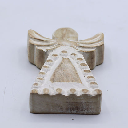 Ángel de Madera de Mango - Acabado Blanqueado - 13 cm