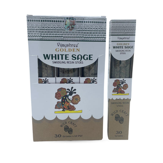 Varillas de resina para difuminar salvia blanca dorada 30g (6 unidades)
