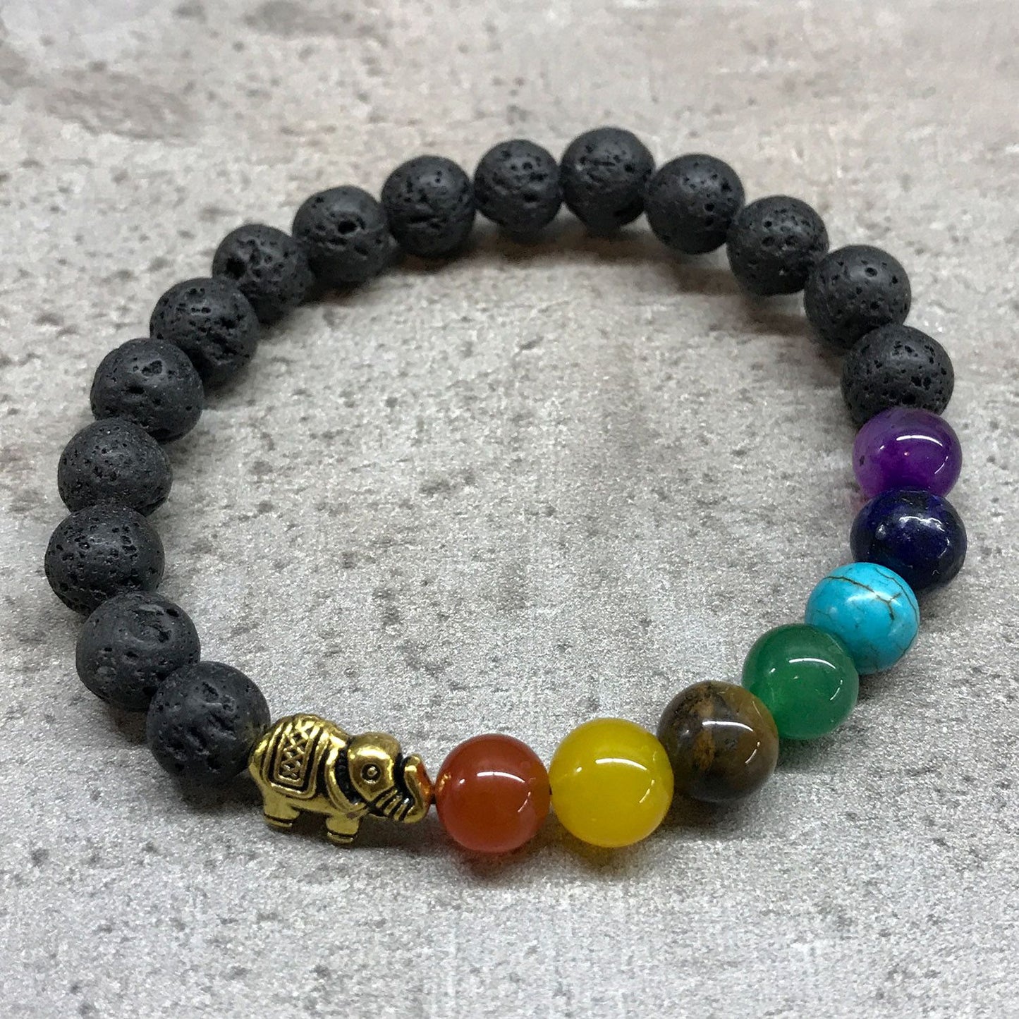 Lavastein Armband - Elefant - Chakra