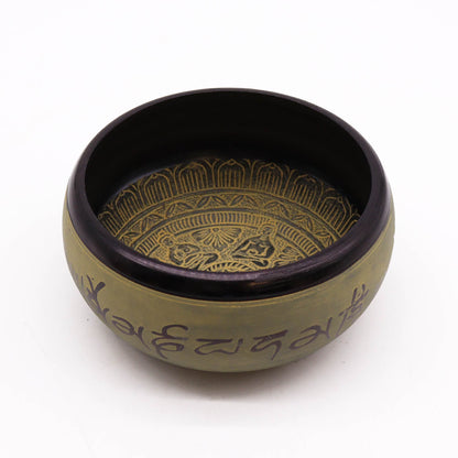 Tibetische Klangschale Earth Powder – Mantra Fünf Buddha – 16 cm