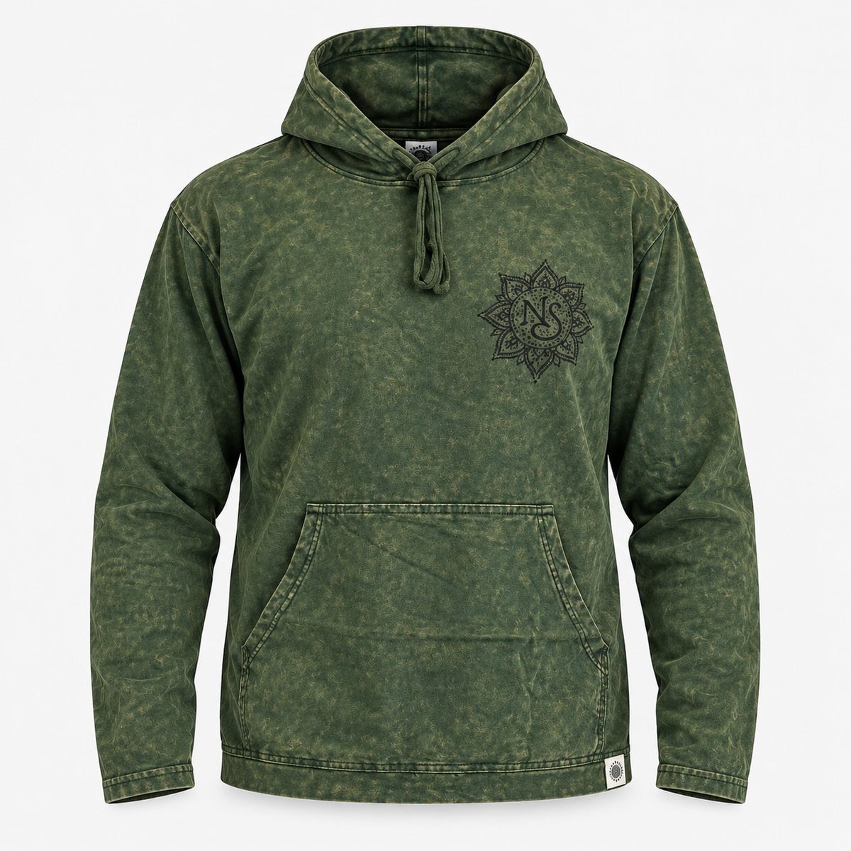 Camisa con capucha grande lavada a la piedra con bolsillo canguro - Verde azulado vintage