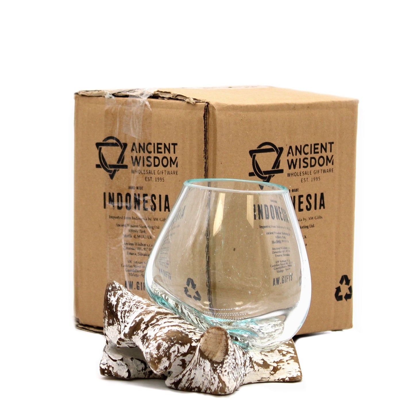 Geschmolzenes Glas auf gebleichtem Holz - Kleine Schale