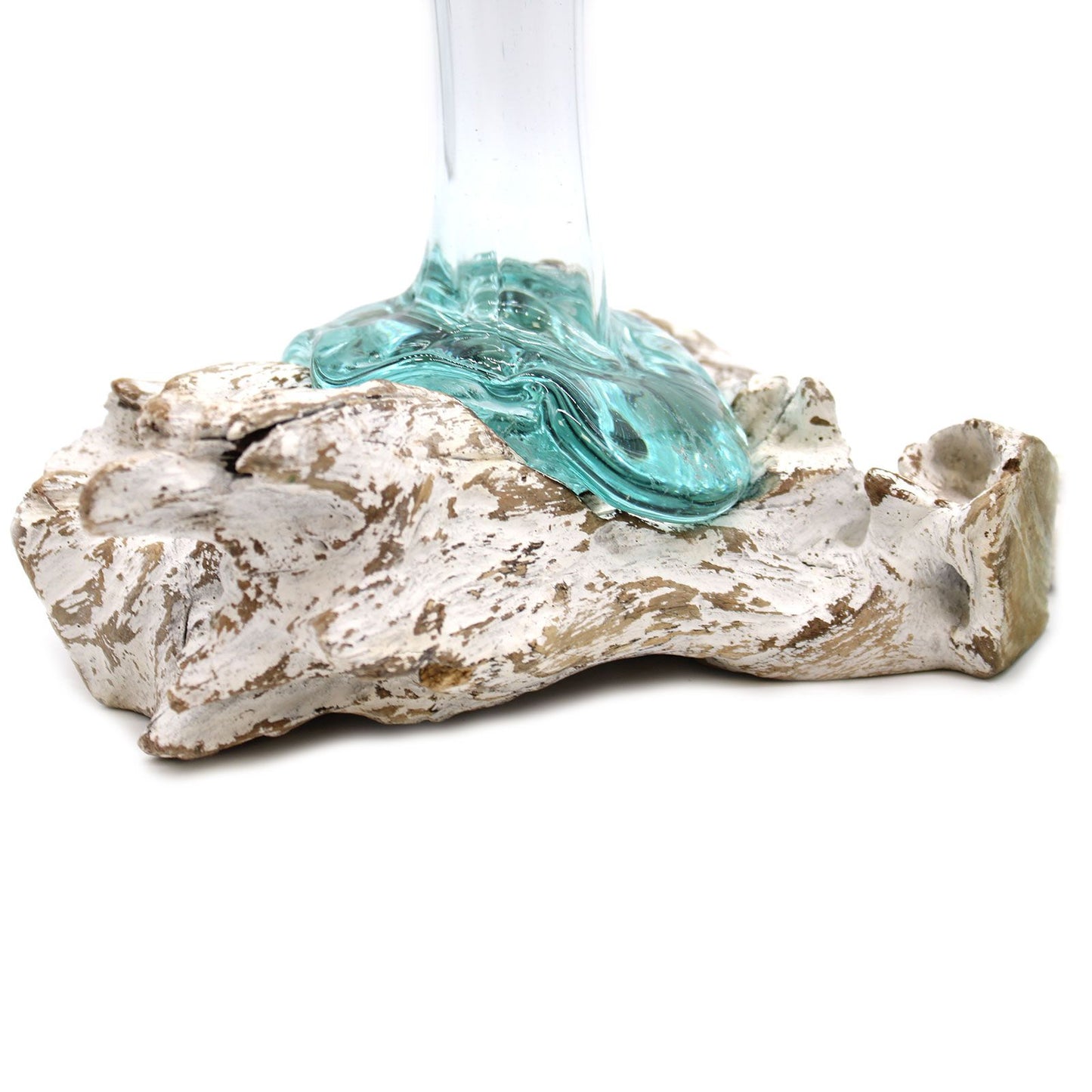 Geschmolzenes Glas auf gebleichtem Holz - Vase - Mittel