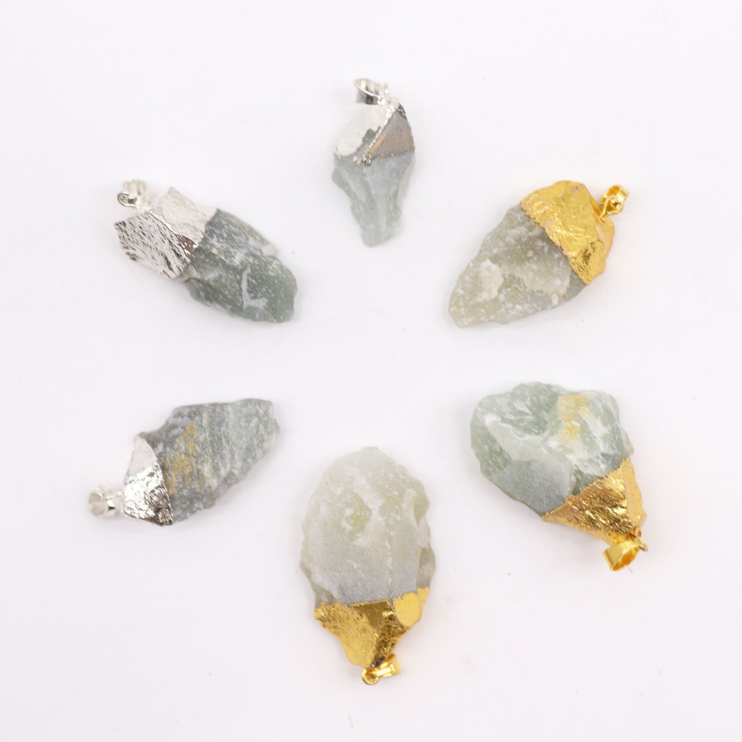 Pendentifs indiens en sodalite plaqués argent (6 pièces assorties)