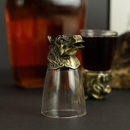 Coffret cadeau de 12 verres à liqueur Bottom Up (25 ml) - Forêt et créatures mystiques - Bronze antique