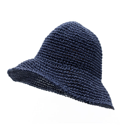 Nomad Sari Chapeau de soleil en paille souple - Bleu marine