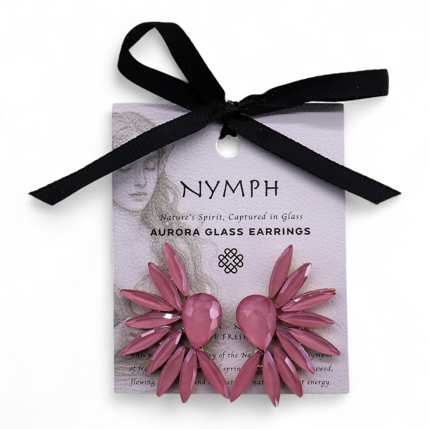 Rosa suave - Vidrio vintage - Alas de ángel - Aretes