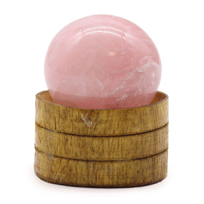 Sphère en cristal de quartz rose de 40 mm avec support