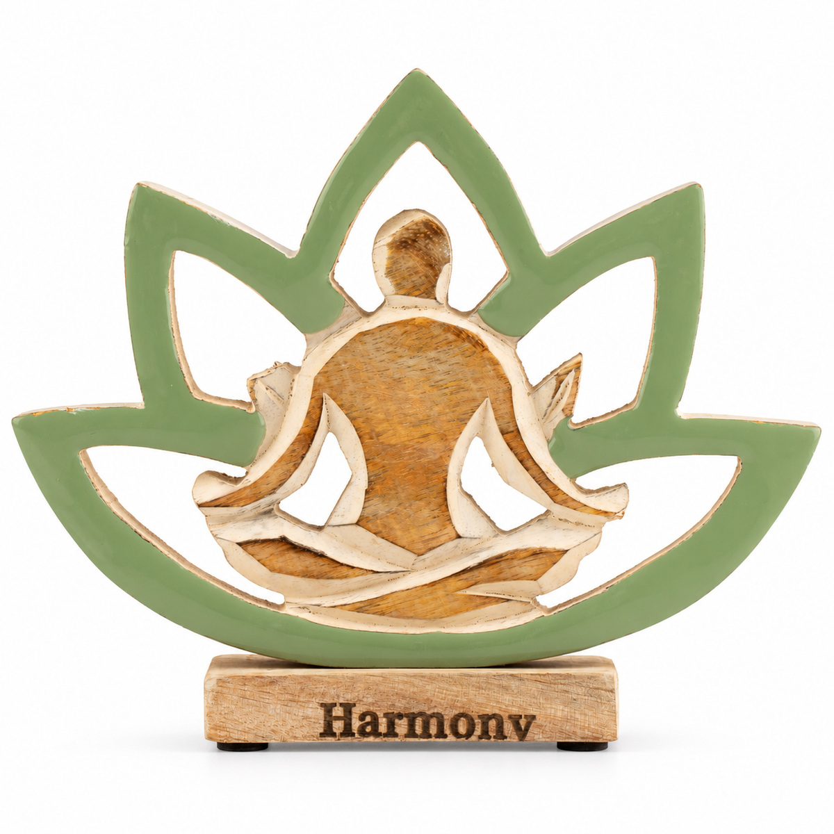 Yoga Mujer de Madera - Flor de Loto - Salvia - Armonía