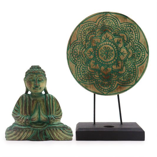 Feng Shui Buddha Set - Mandala - Grün