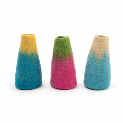 Jarrones de flores de fieltro – Conjunto de 3 diseños variados
