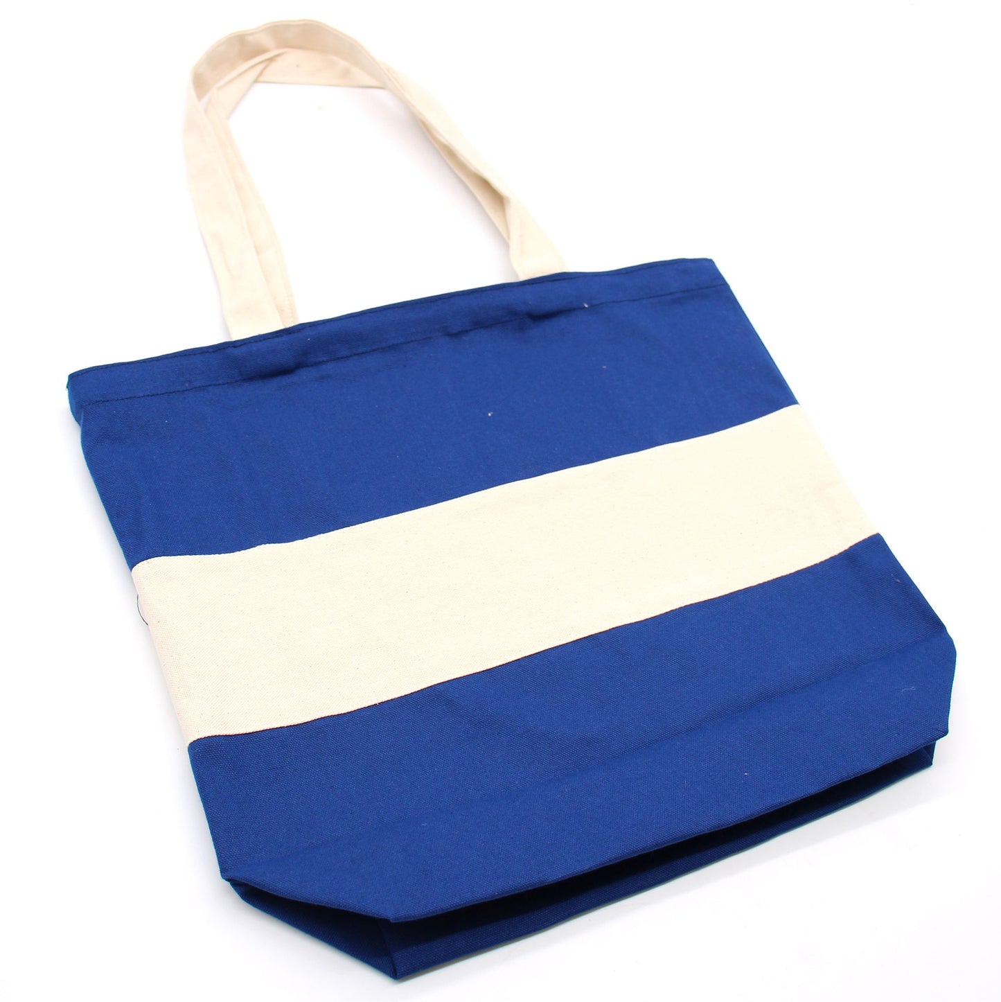 Sacs en coton bicolores - 38 x 42 x 12 cm - Naturel et bleu - 280 g