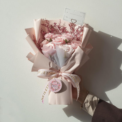 Ramo grande de rosas rosadas - El amor es eterno -  Tarjeta de regalo