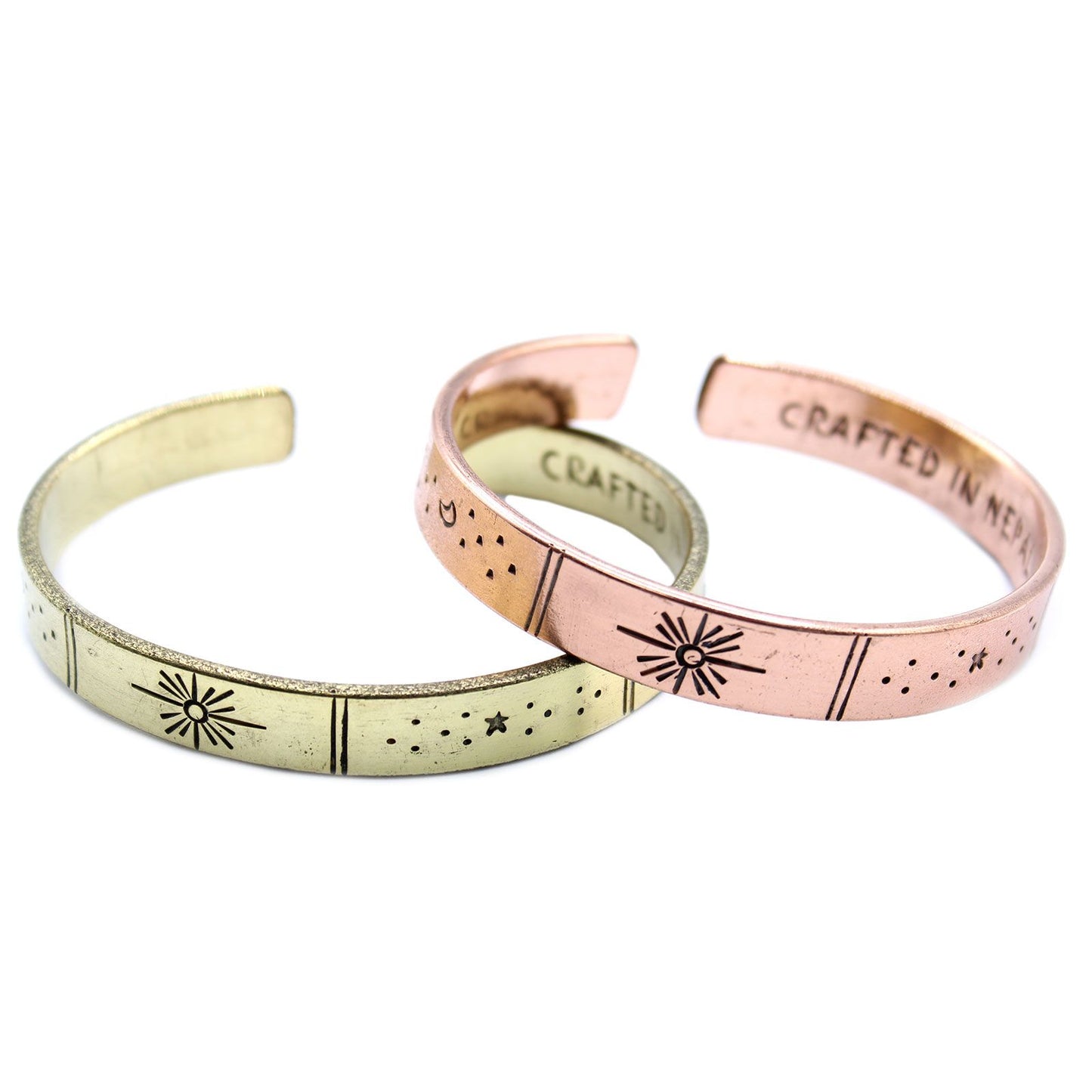 Inspirierendes Armband - Messing Sonnenaufgang, Galaxie, Sterne, Erde