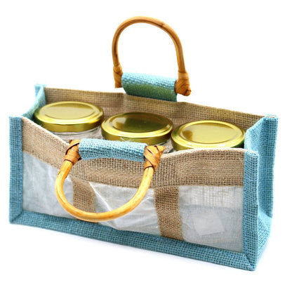 Bolsa de regalo con ventana de algodón y yute puro - 3 Ventanas