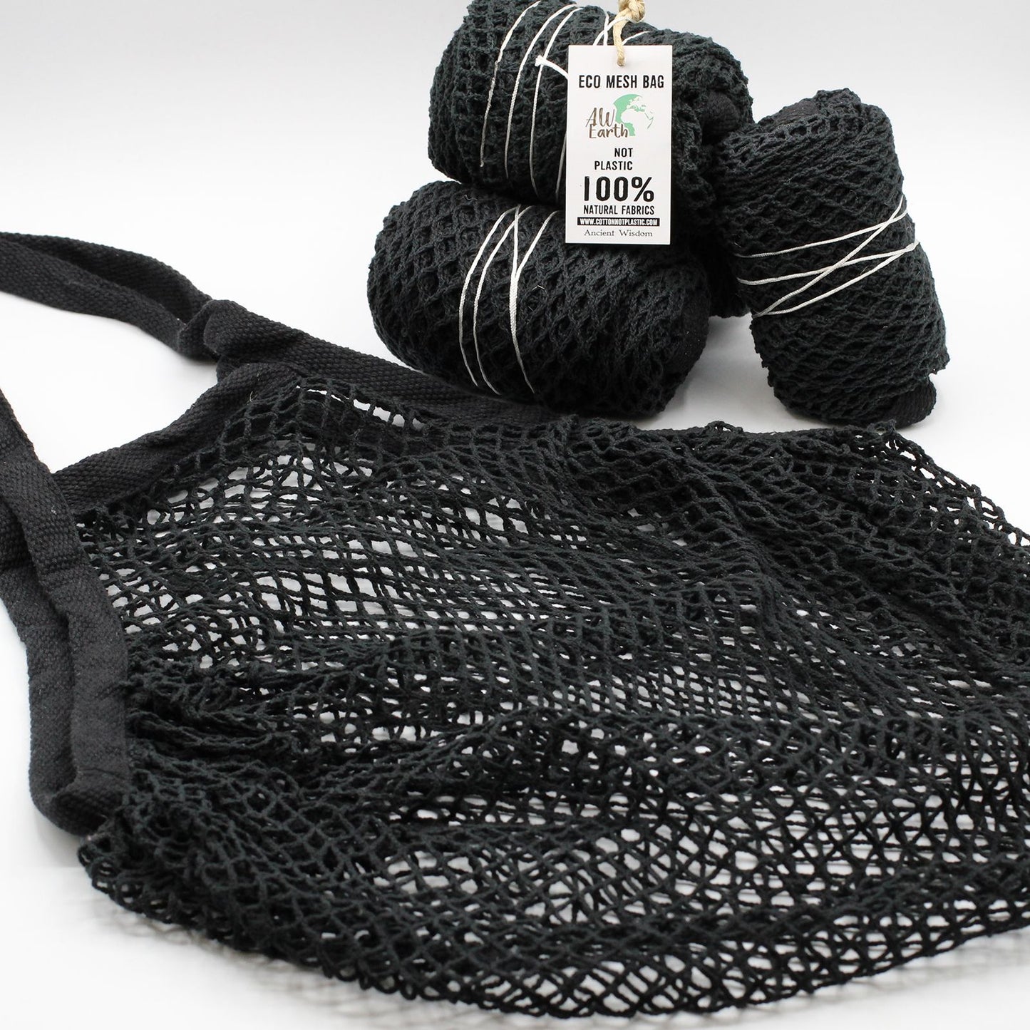 Bolsa de Malla de Algodón Puro - Negro