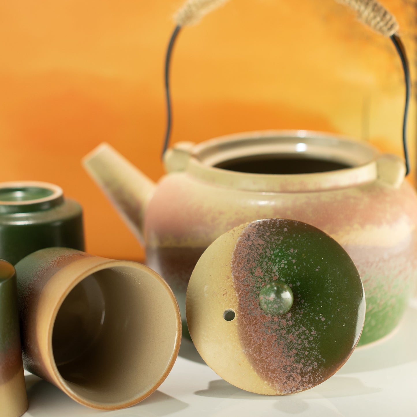 Juego de té de estilo kyusu japonés - para té verde - cuatro tazas