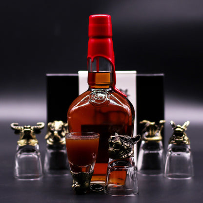 Set de regalo de 6 vasos de chupito (50 ml) - Criaturas Salvajes del Bosque - Bronce antiguo