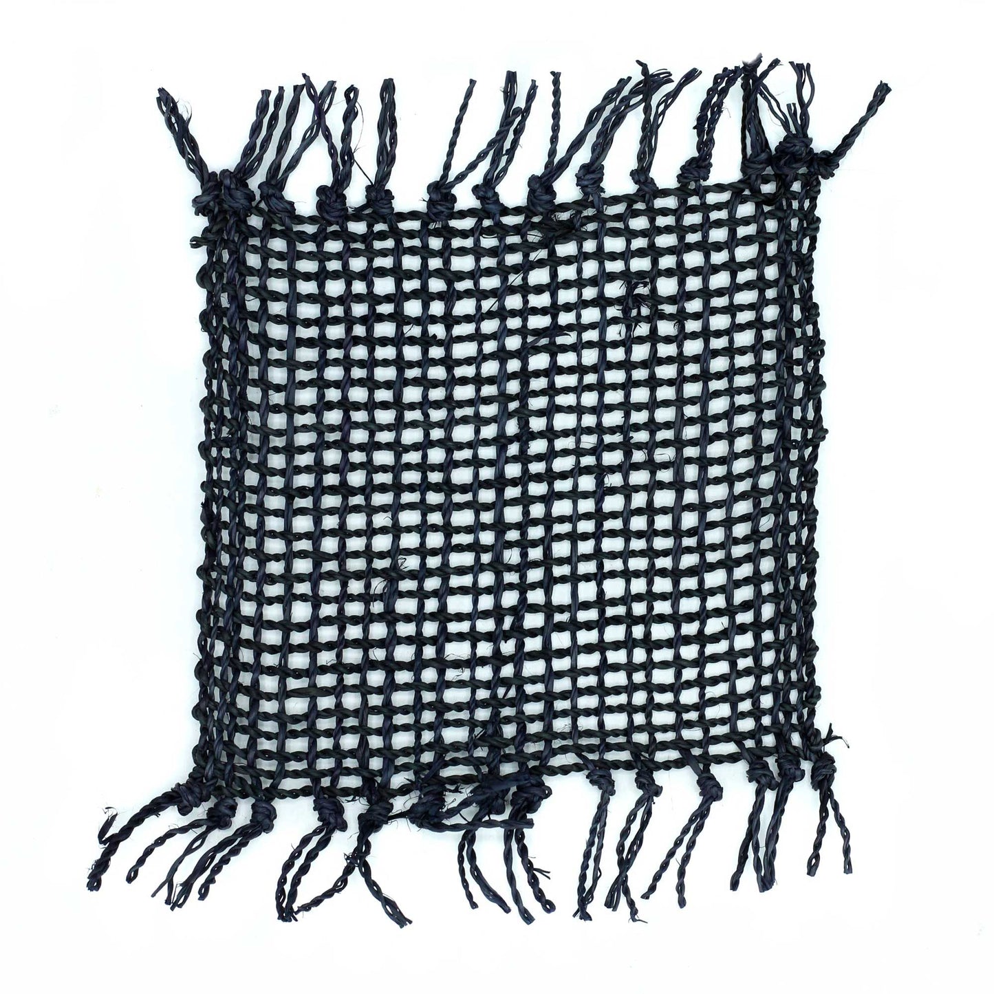 Lot de 4 sous-verres à franges naturelles - Noir