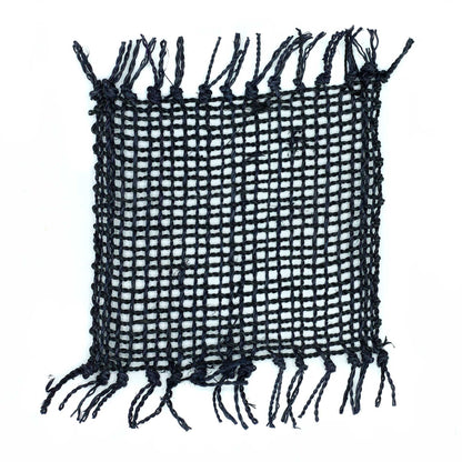 Lot de 4 sous-verres à franges naturelles - Noir
